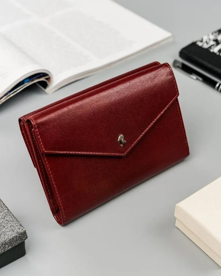 Portfel, czerwony, skórzany, Rovicky