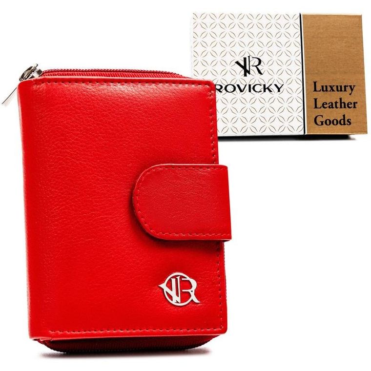 Portfel, czerwony, skórzany, Rovicky