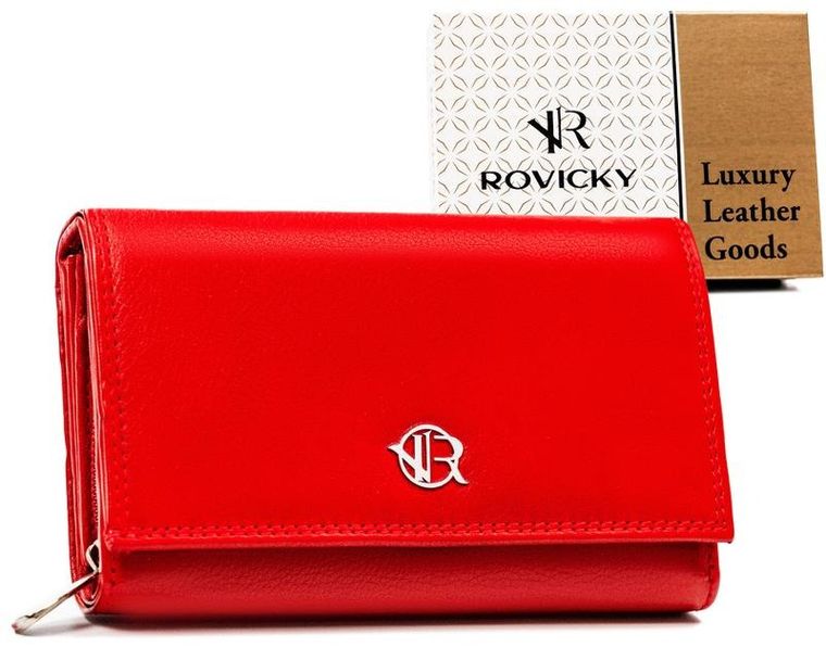 Portfel, czerwony, skórzany, Rovicky