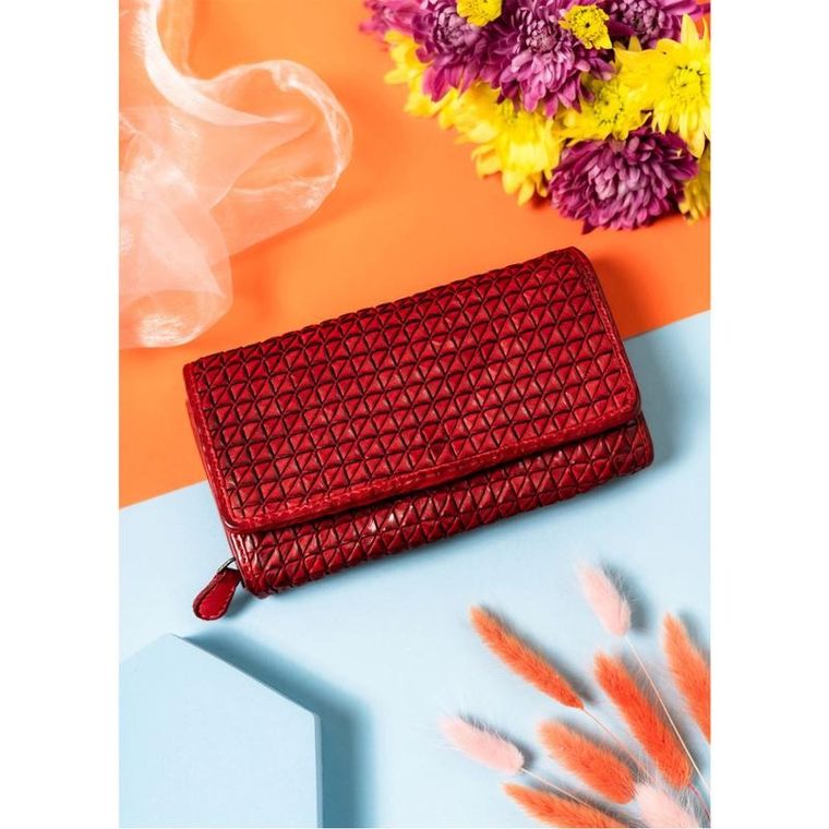 Portfel, czerwony, skórzany, Rovicky