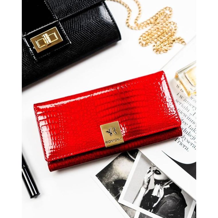 Portfel, czerwony, skórzany, Rovicky