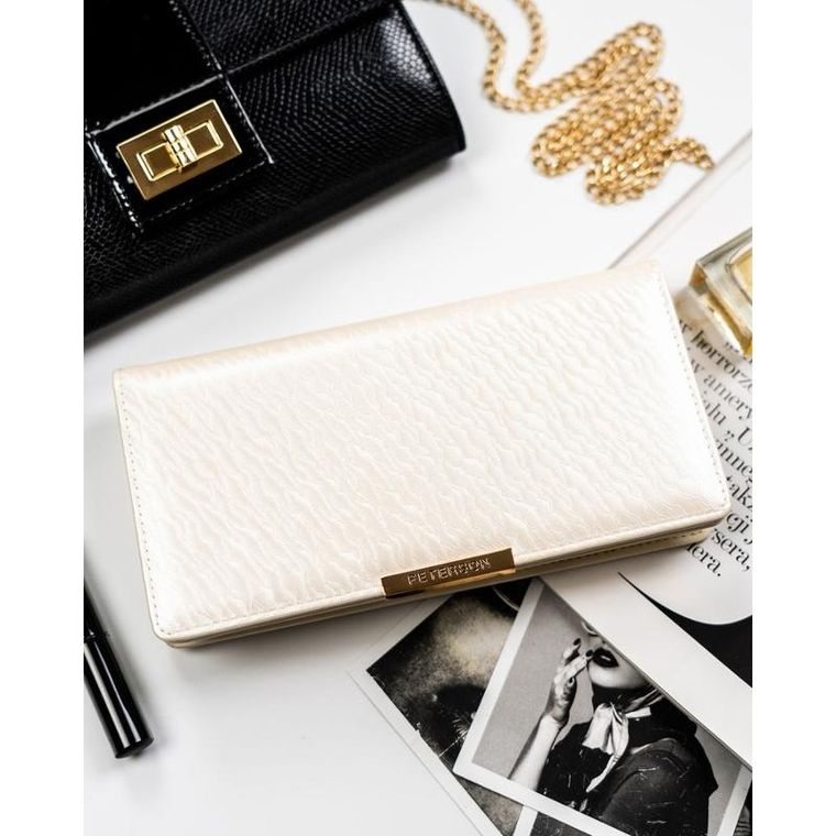 Portfel, ecru, skóra ekologiczna, Peterson