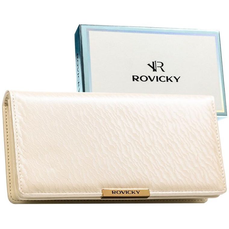 Portfel, ecru, skóra ekologiczna, RFID, Rovicky