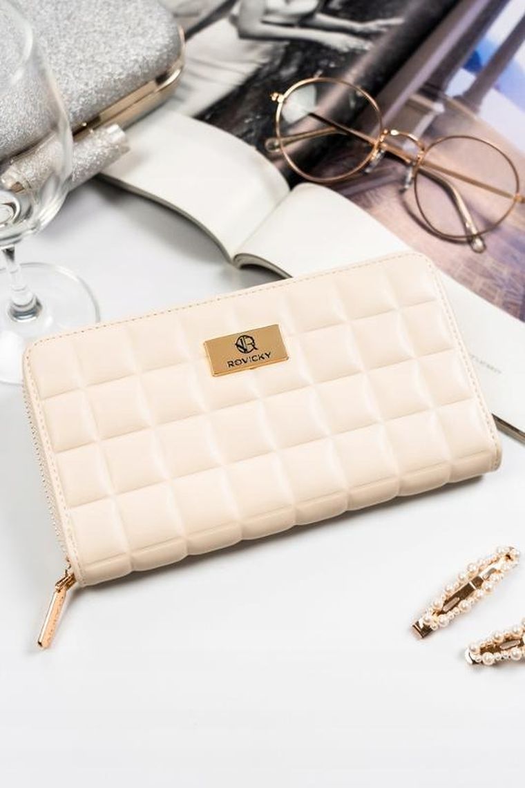 Portfel, ecru, skóra ekologiczna, Rovicky