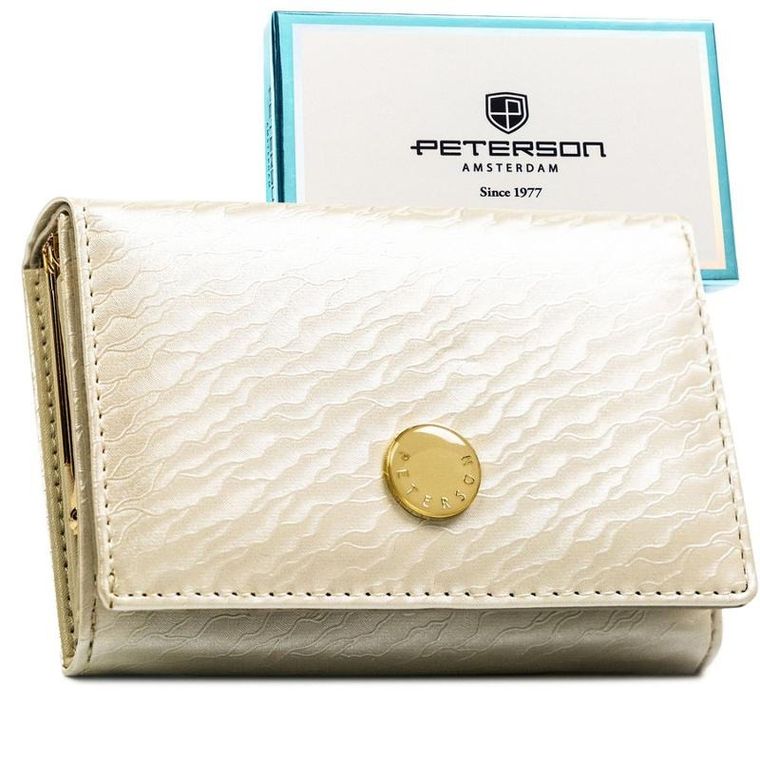 Portfel, ecru, skóra naturalna i ekologiczna, Peterson