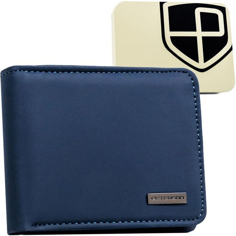 Portfel, granatowy, skóra ekologiczna, Peterson