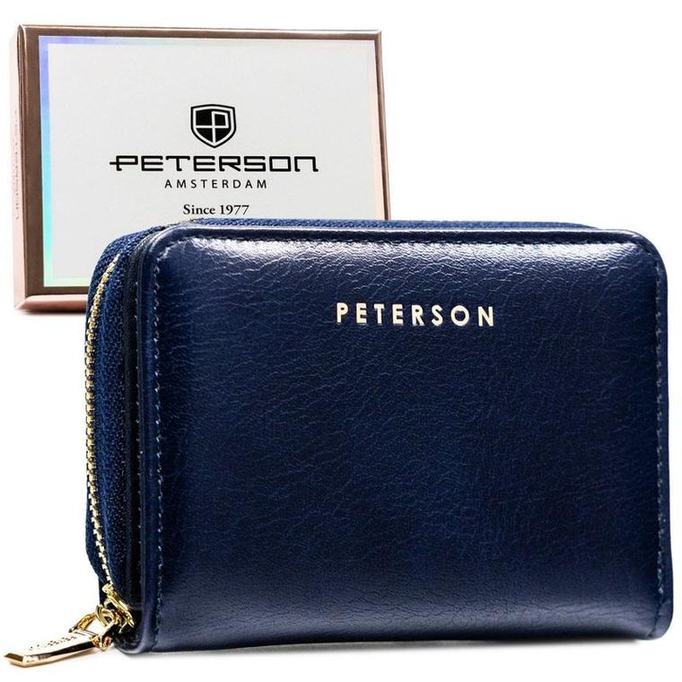 Portfel, granatowy, skóra ekologiczna, Peterson