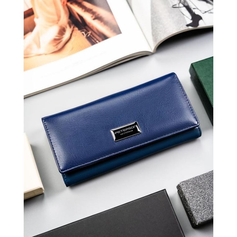 Portfel, granatowy, skóra ekologiczna, Peterson