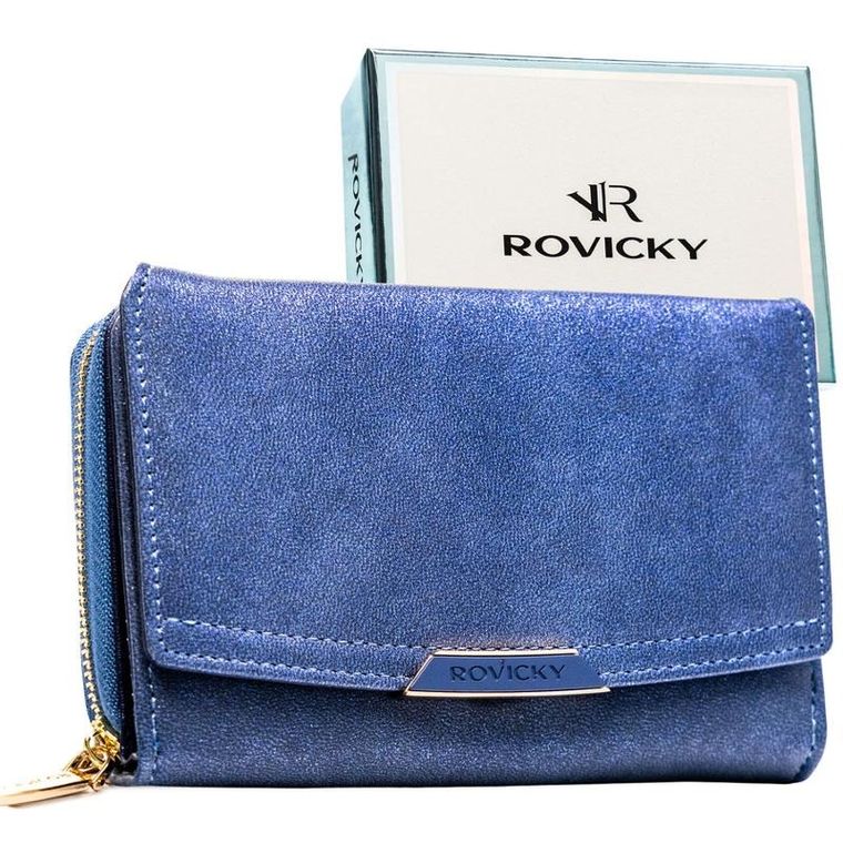 Portfel, granatowy, skóra ekologiczna, RFID, Rovicky