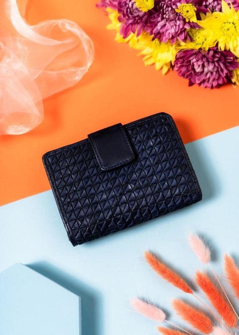 Portfel, granatowy, skórzany, RFID, Rovicky