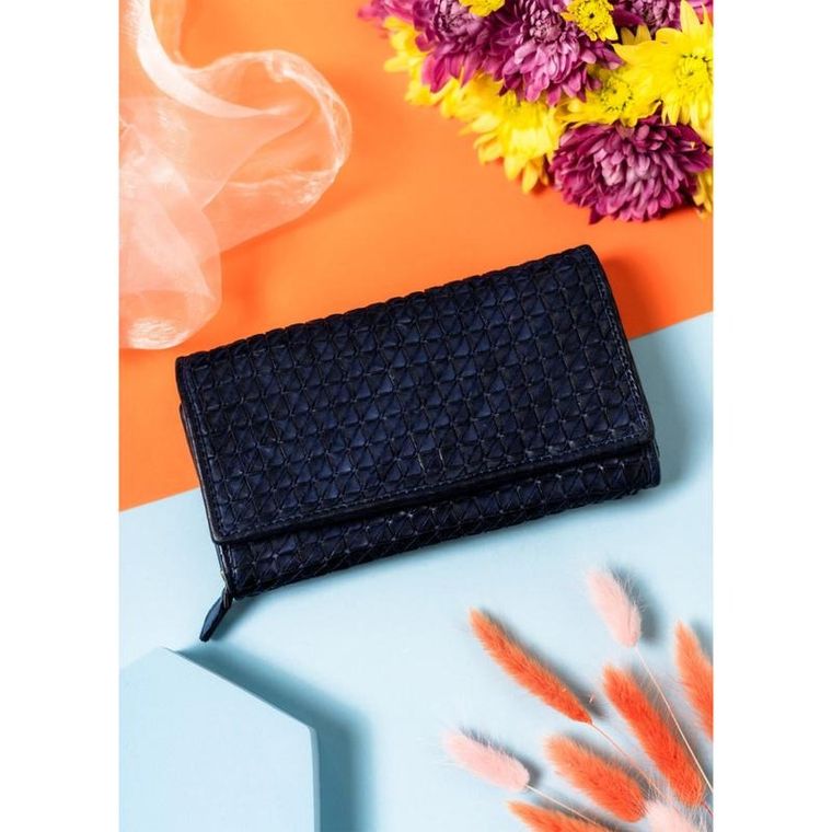 Portfel, granatowy, skórzany, Rovicky