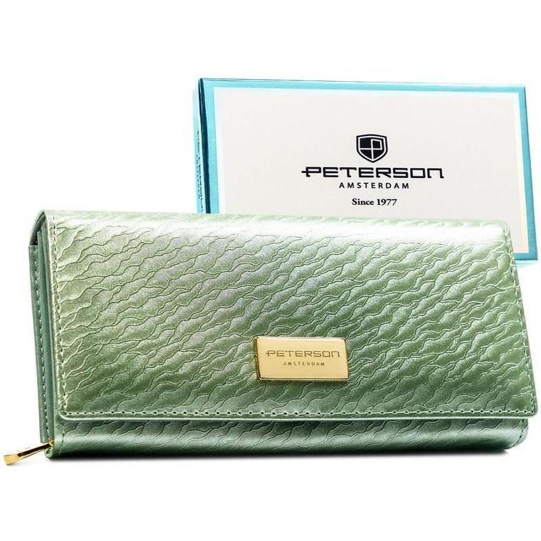Portfel, jasnozielony, skórzany, Peterson