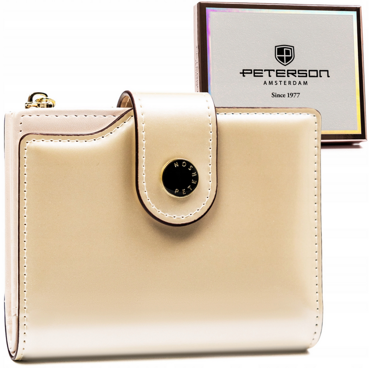 Portfel, kremowy, skóra ekologiczna, Peterson