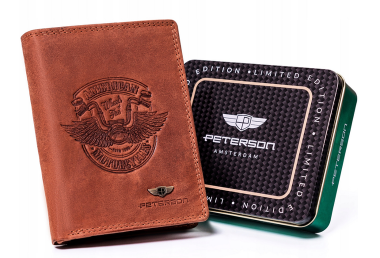 Portfel męski bez zapięcia z naturalnej skóry nubukowej, Peterson