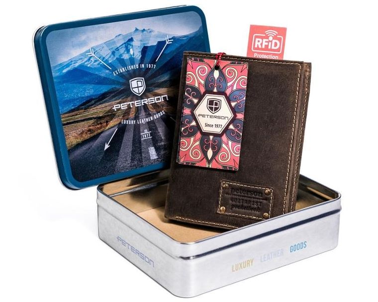 Portfel męski z retro skóry nubukowej, Peterson