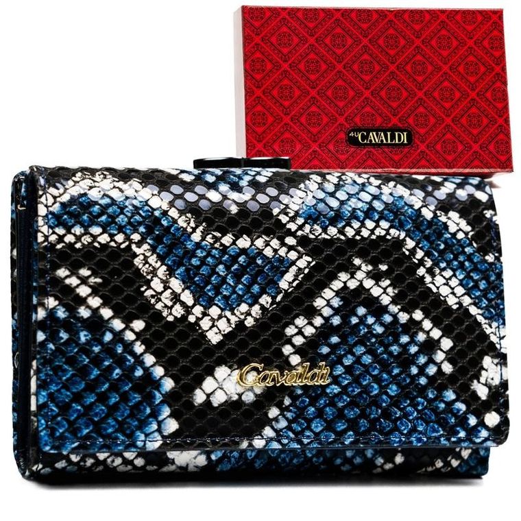 Portfel, niebieski, skóra naturalna i ekologiczna, 4U Cavaldi