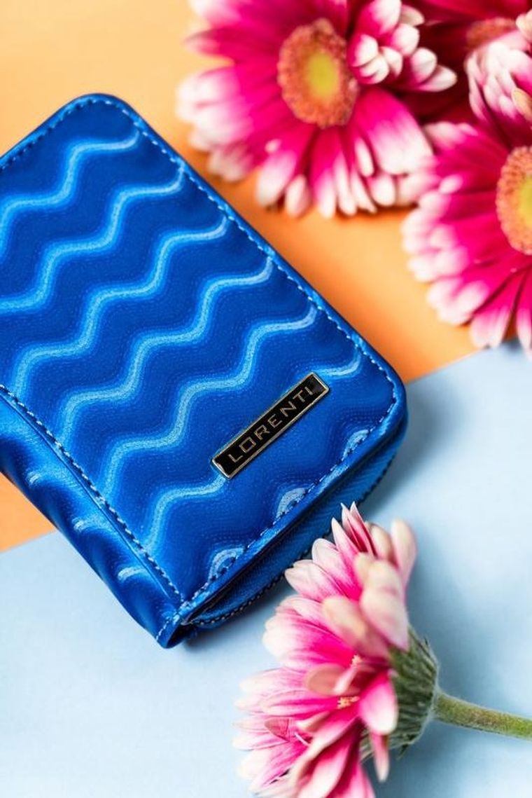 Portfel, niebieski, skórzany, Lorenti