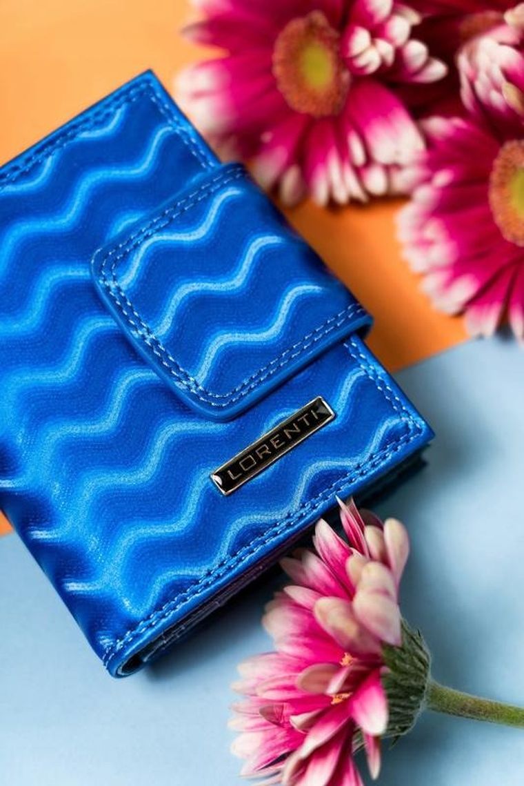 Portfel, niebieski, skórzany, Lorenti