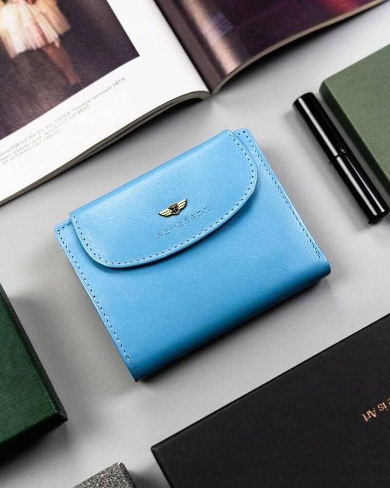 Portfel, niebieski, skórzany, Peterson