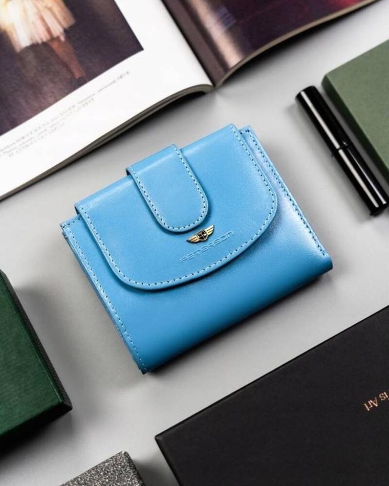 Portfel, niebieski, skórzany, Peterson