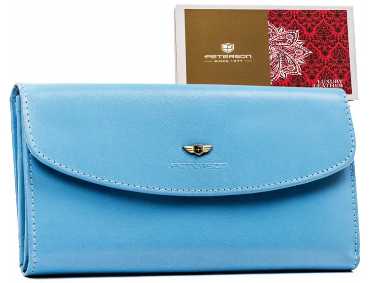 Portfel, niebieski, skórzany, Peterson