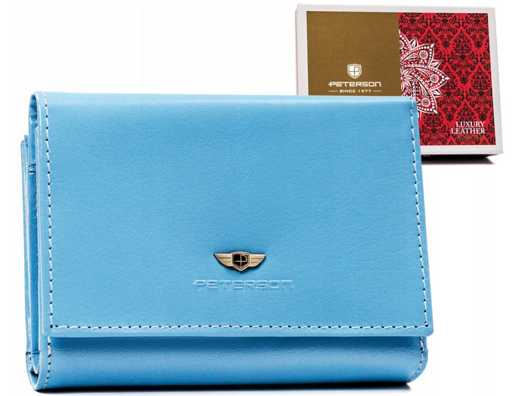 Portfel, niebieski, skórzany, Peterson