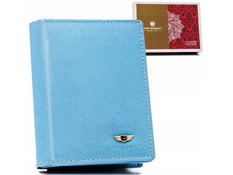 Portfel, niebieski, skórzany, Peterson