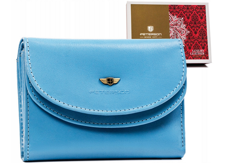 Portfel, niebieski, skórzany, Peterson