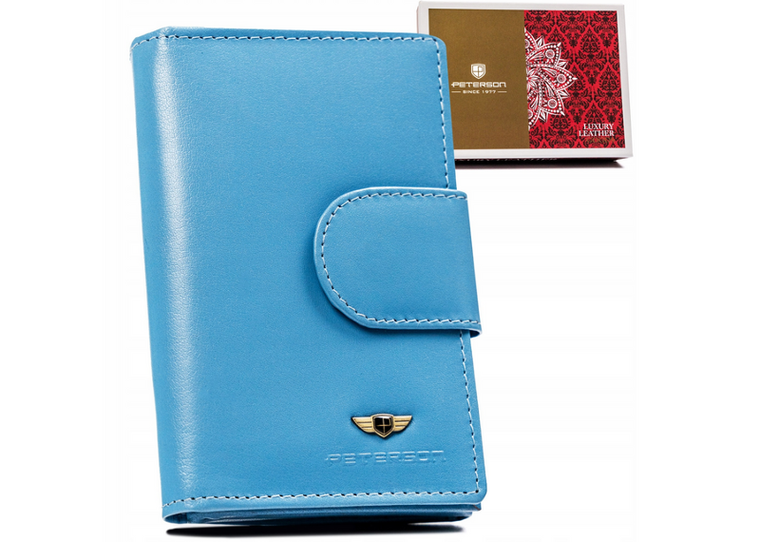 Portfel, niebieski, skórzany, Peterson