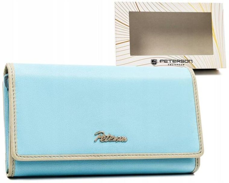 Portfel, niebieski, skórzany, Peterson