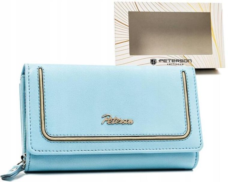 Portfel, niebieski, skórzany, Peterson