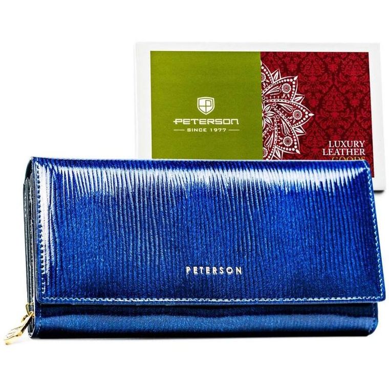 Portfel, niebieski, skórzany, Peterson