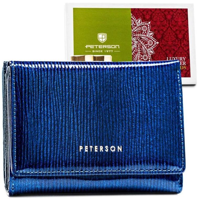 Portfel, niebieski, skórzany, Peterson