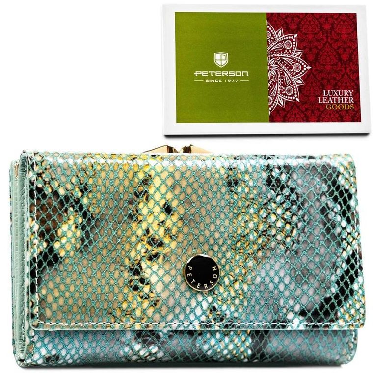 Portfel, niebieski, skórzany, Peterson