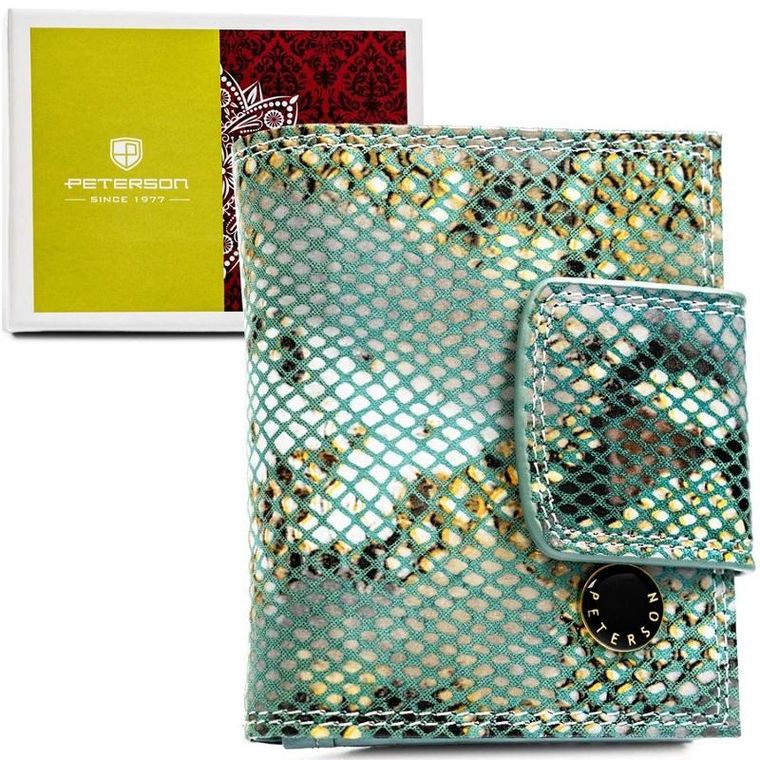 Portfel, niebieski, skórzany, RFID, Peterson