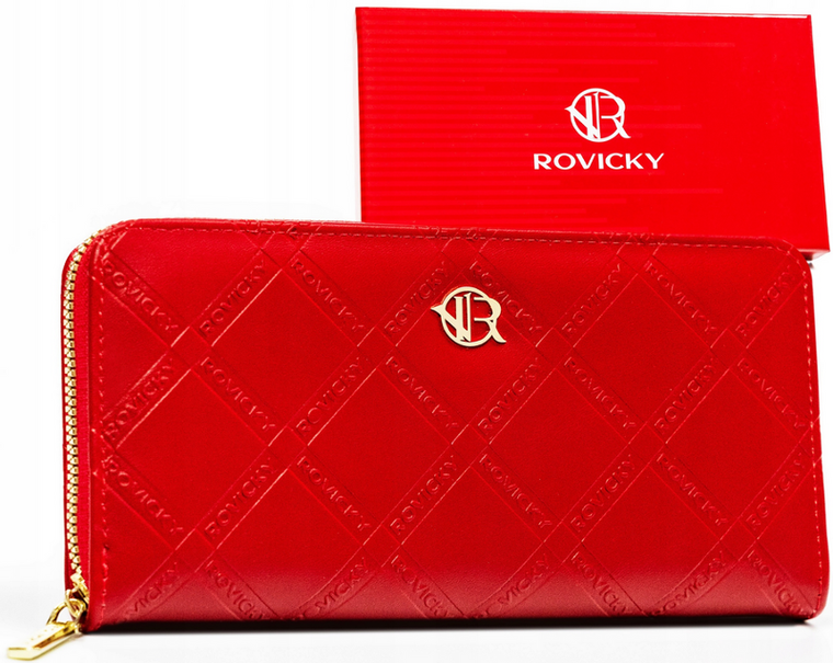 Portfel-piórnik, czerwony, skóra ekologiczna, Rovicky
