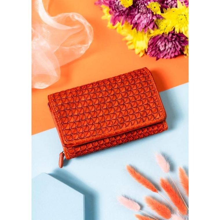 Portfel, pomarańczowy, skórzany, Rovicky