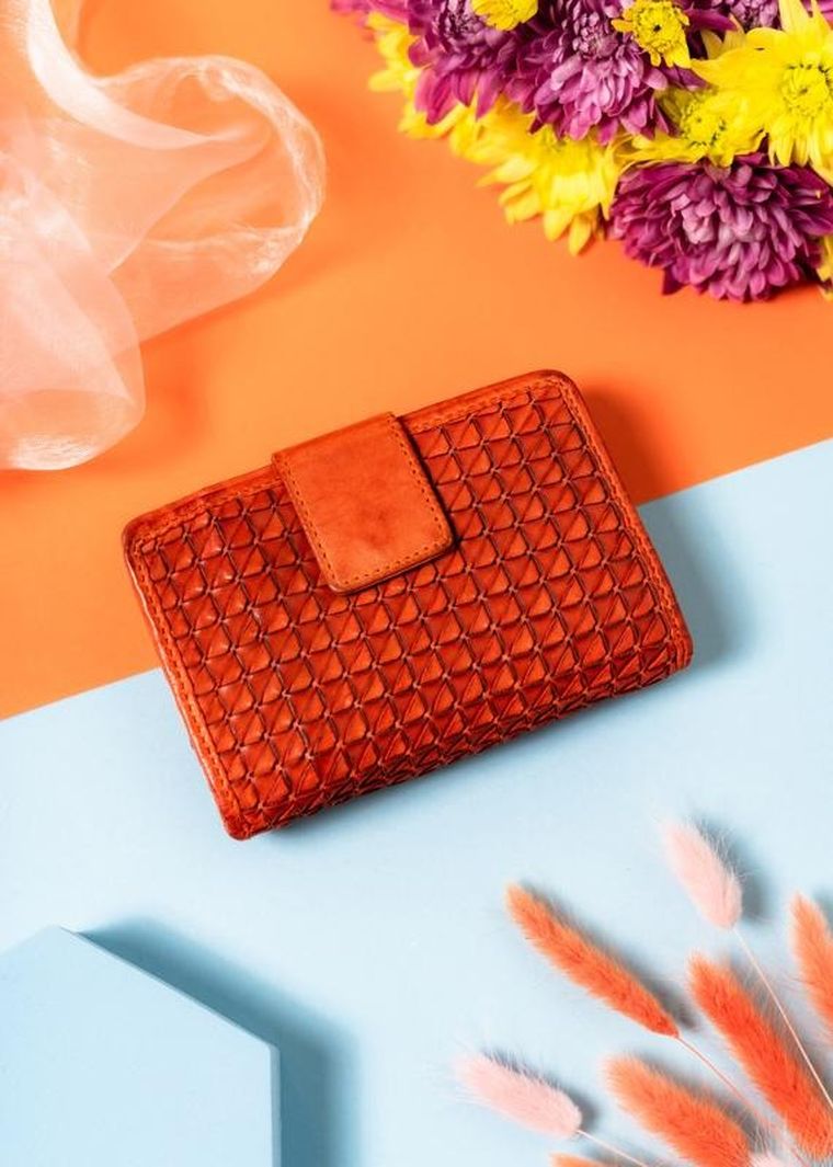 Portfel, pomarańczowy, skórzany, Rovicky