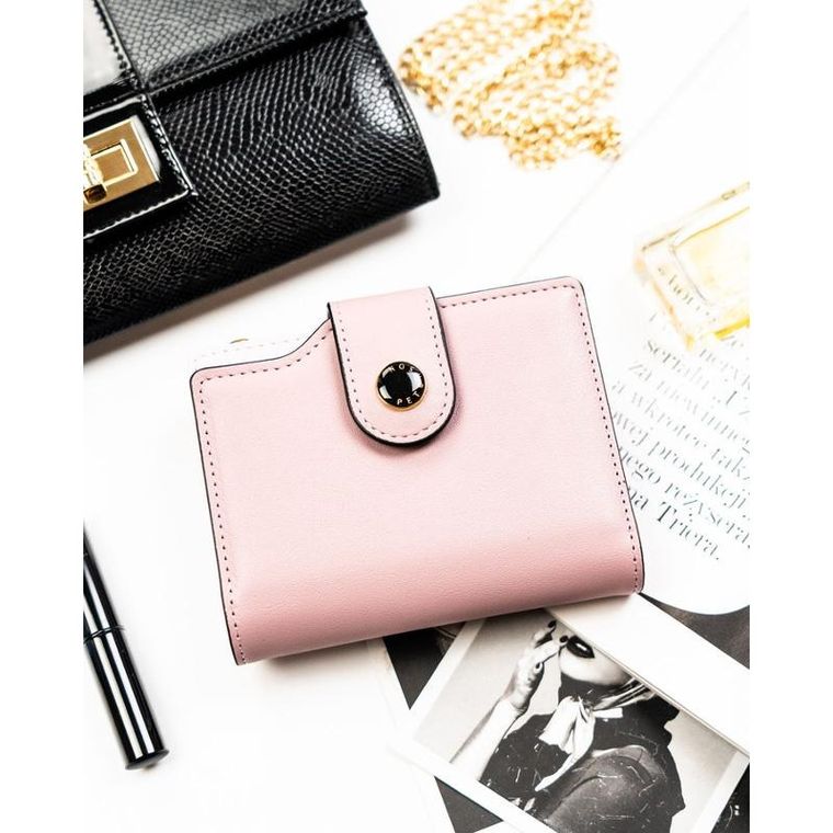 Portfel, różowy, skóra ekologiczna, RFID, Peterson