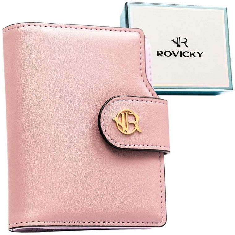 Portfel, różowy, skóra ekologiczna, RFID, Rovicky