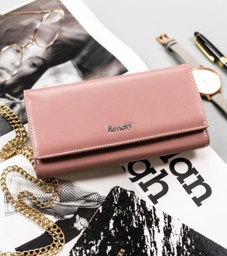 Portfel, różowy, skóra ekologiczna, Rovicky