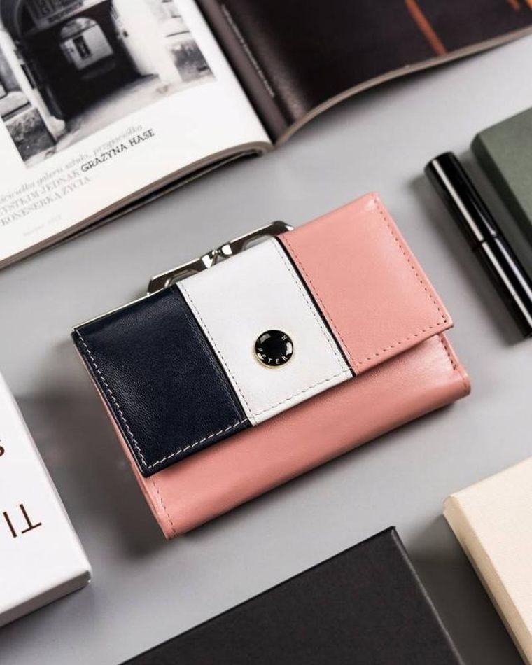 Portfel, różowy, skórzany, RFID, Peterson