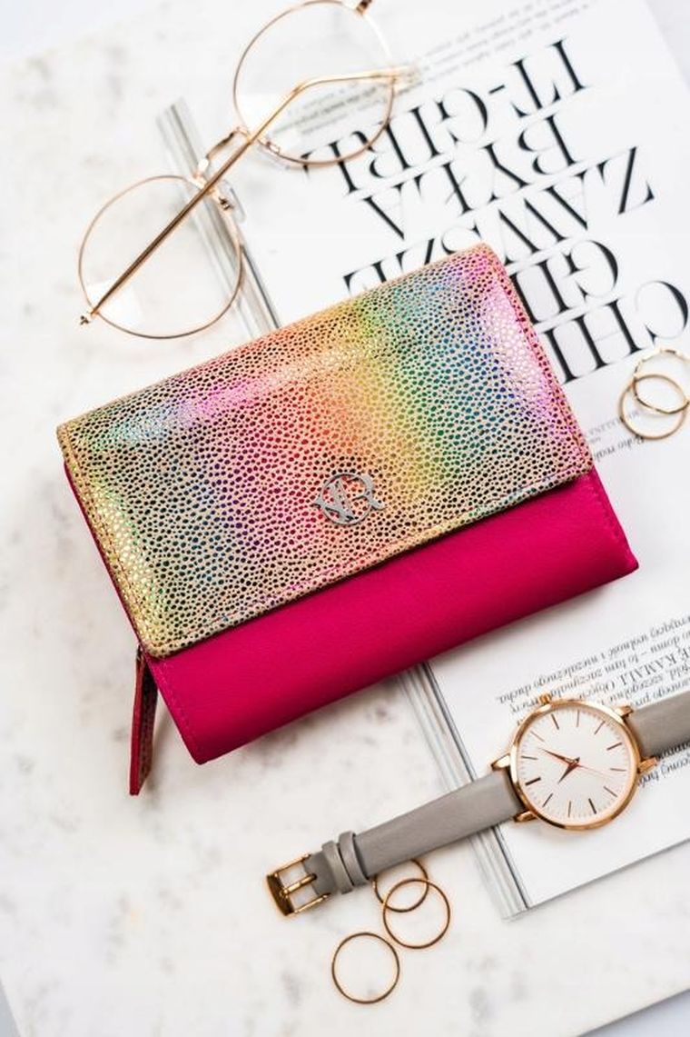 Portfel, różowy, skórzany, Rovicky