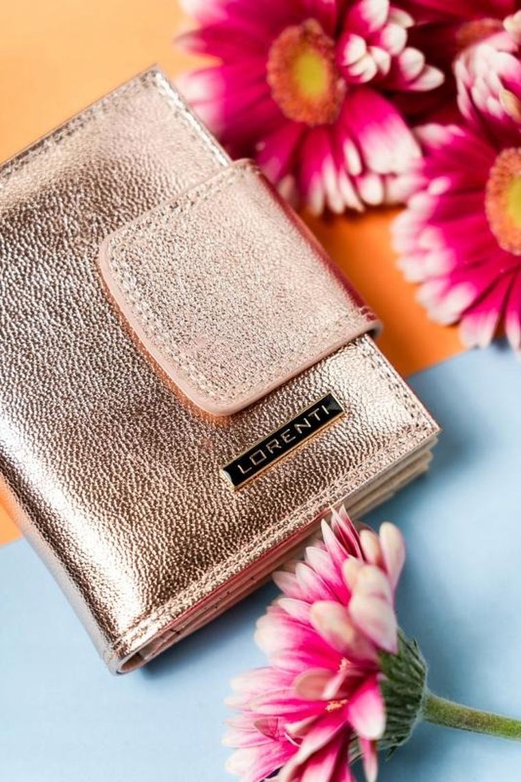 Portfel, skórzany, różowy, Lorenti