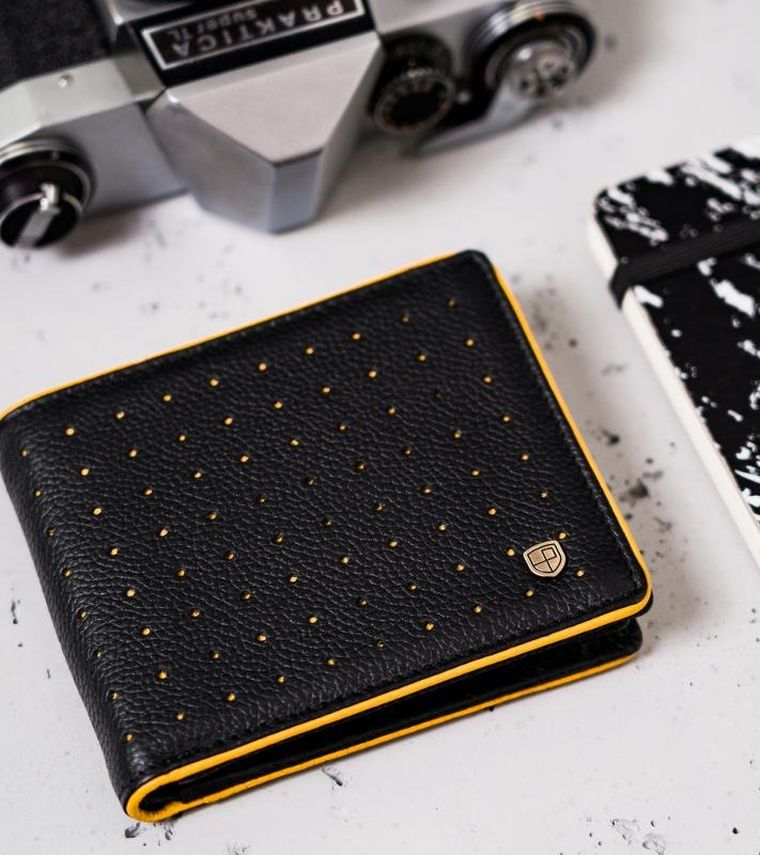 Portfel sportowy, czarny, skórzany, RFID, Peterson