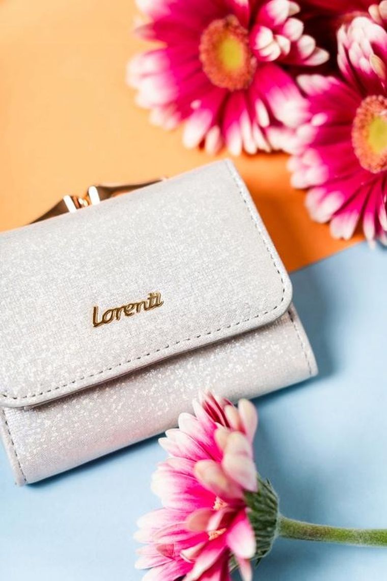 Portfel, srebrny, skórzany, RFID, Lorenti
