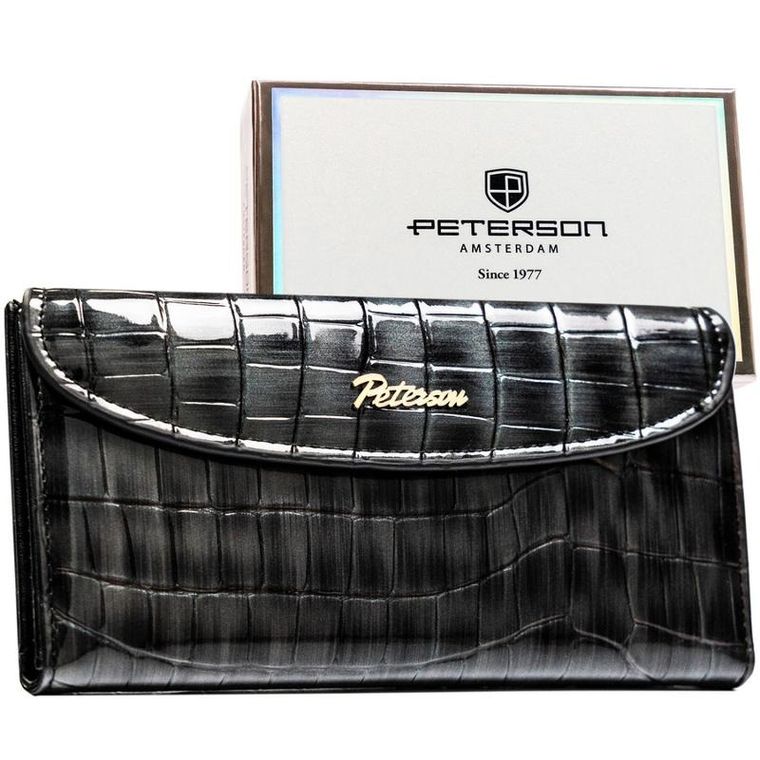 Portfel, szary, skóra ekologiczna, Peterson