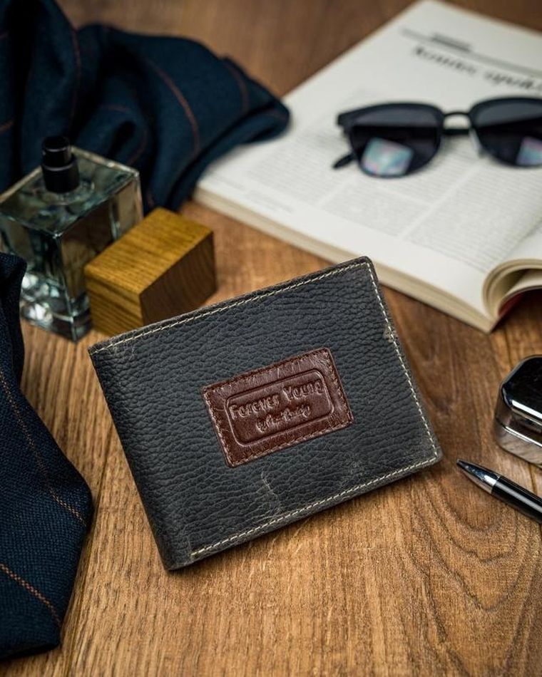 Portfel, szary, skórzany, Forever Young