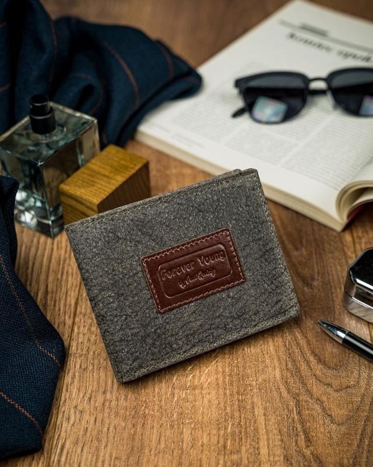 Portfel, szary, skórzany, Forever Young