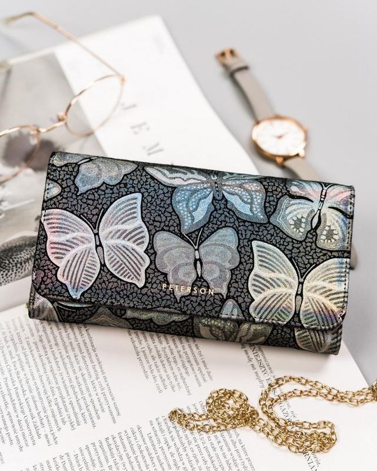 Portfel, szary, skórzany, Peterson